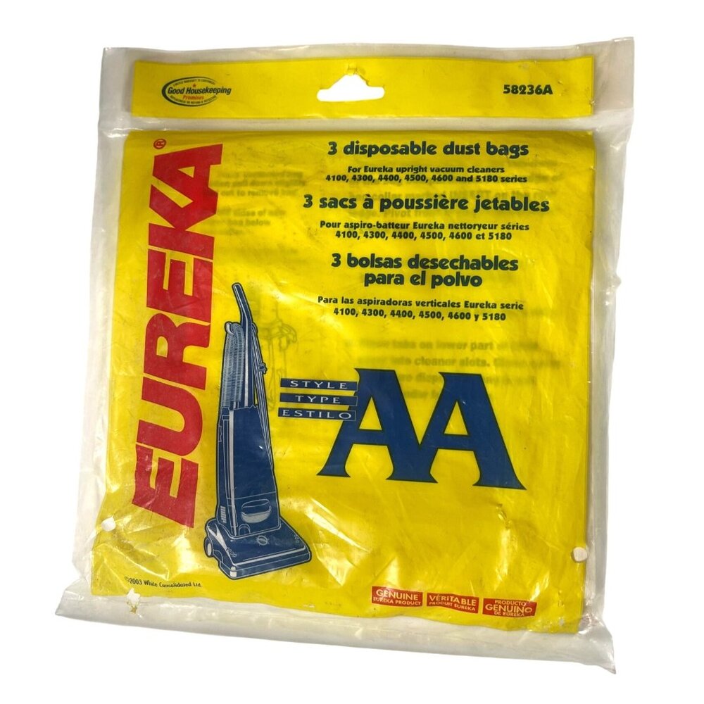 Eureka Vacuum 4100-5180 Series Genuine Part Number 58236A, Style AA 3-Pack